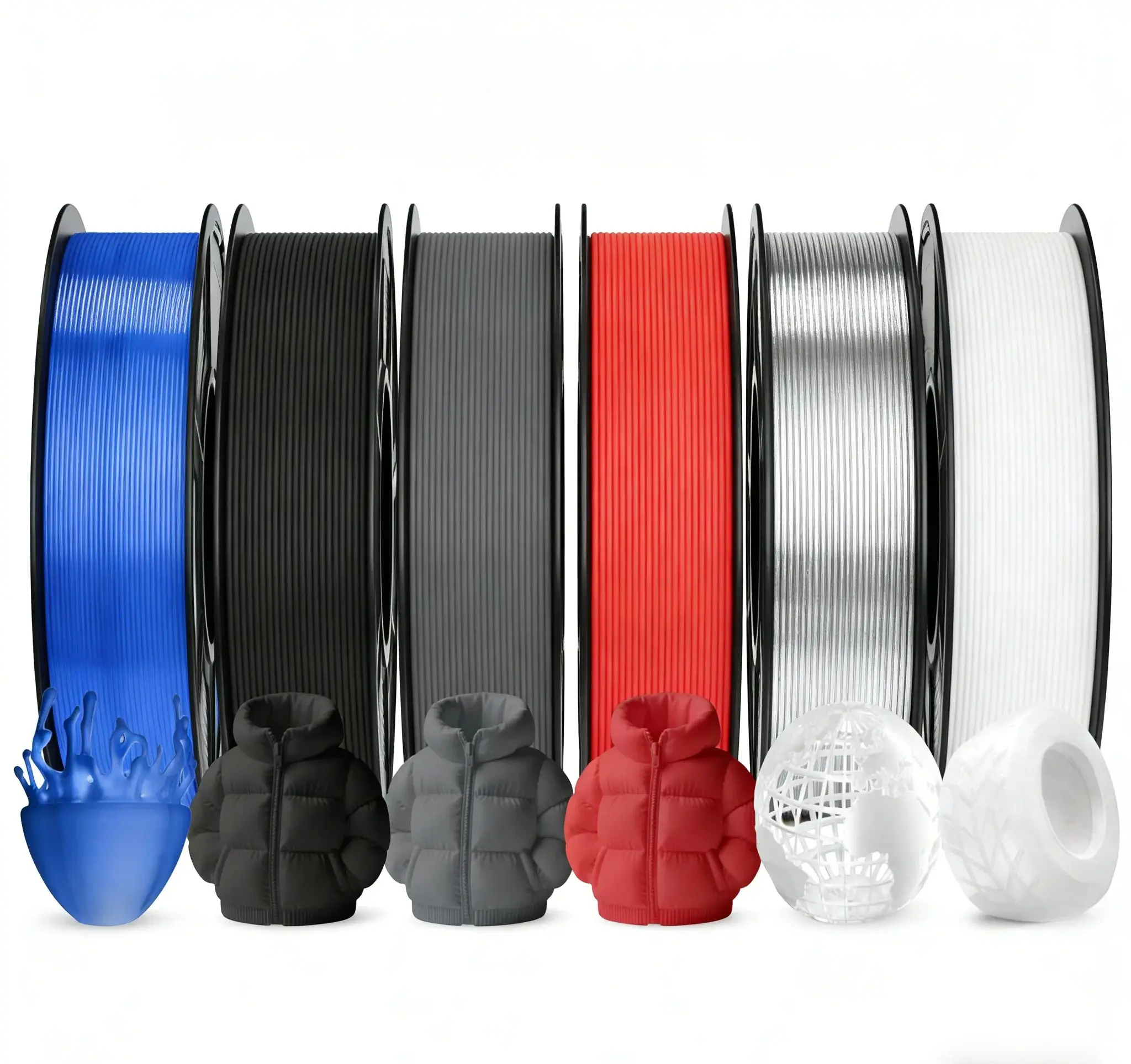 

TPU 3D Printer Filament Bundle 1.75mm Filajoy3D 95A Flexible Soft TPU 3D Printing Filament 6 Pack 250g