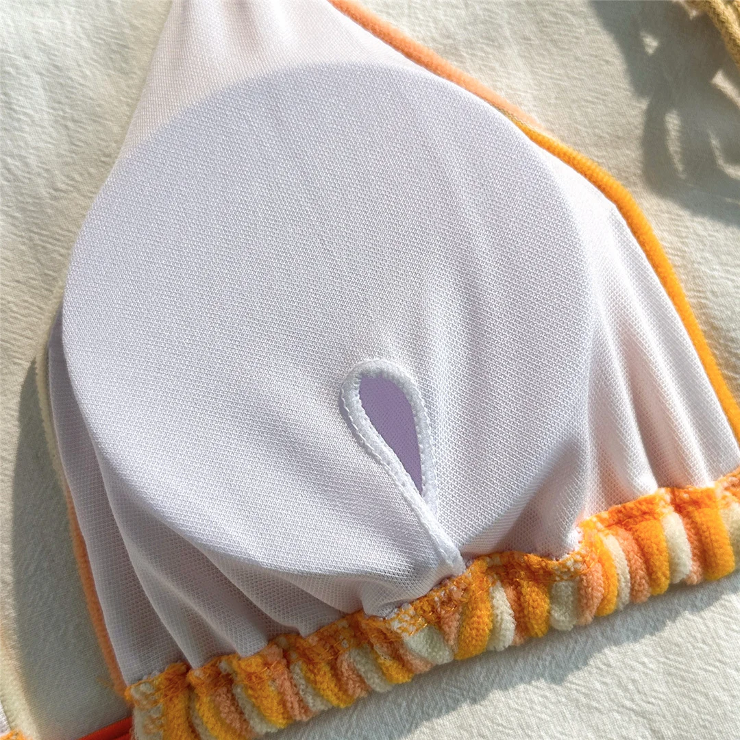 Neuer gestreifter Neckholder-Bikini mit hoher Taille, Damen-Badeanzug, zweiteiliges Bikini-Set mit Shorts, Badebekleidung, Badeanzug, Schwimmanzug V7825 – Detail 23