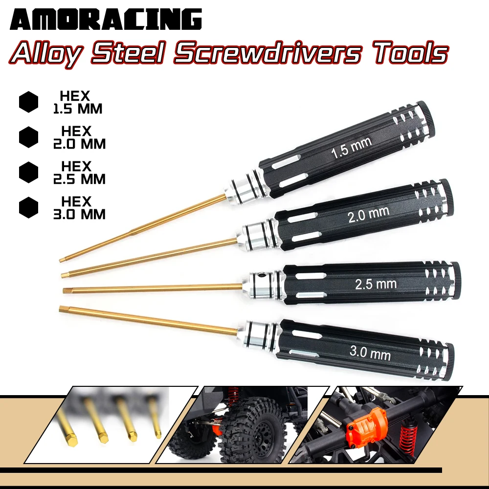 RC Screwdriver Tools Repair Tool Hard Alloy Steel Metal 1.5/2.0/2.5/3.0mm Hexagon Screwdriver For RC Car Drone Buggy Crawler