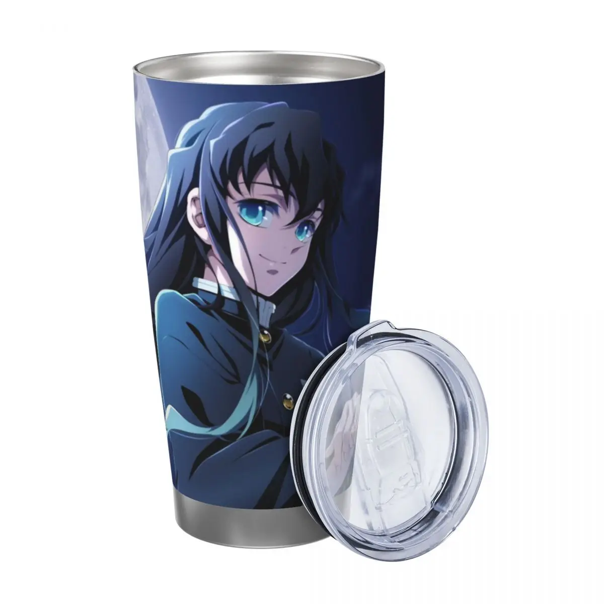 Muichiro Tokito Demon Slayer 20oz Stainless Steel Car Mug Straw Thermal Iced Travel Cup Vacuum Insulated Coffee Hot Cup