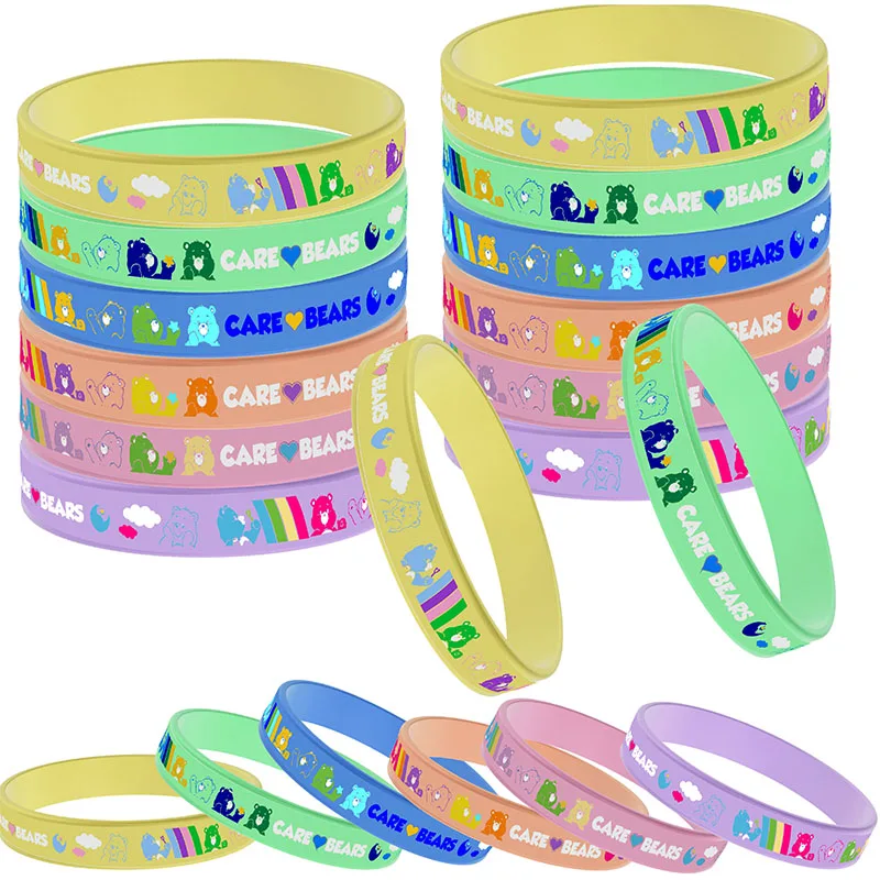 4pcs Gamer Silicone Bracelets Wristband Care Bears Theme Wrist Strap Presents Happy Girl Birthday Party Decors Kids Favors Gifts