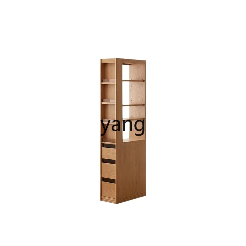 

Yjq Solid Wood Bookcase Narrow Cabinet Wall Storage Small Apartment Cherrywood Log Wind Floor Gap Storage Cabinet