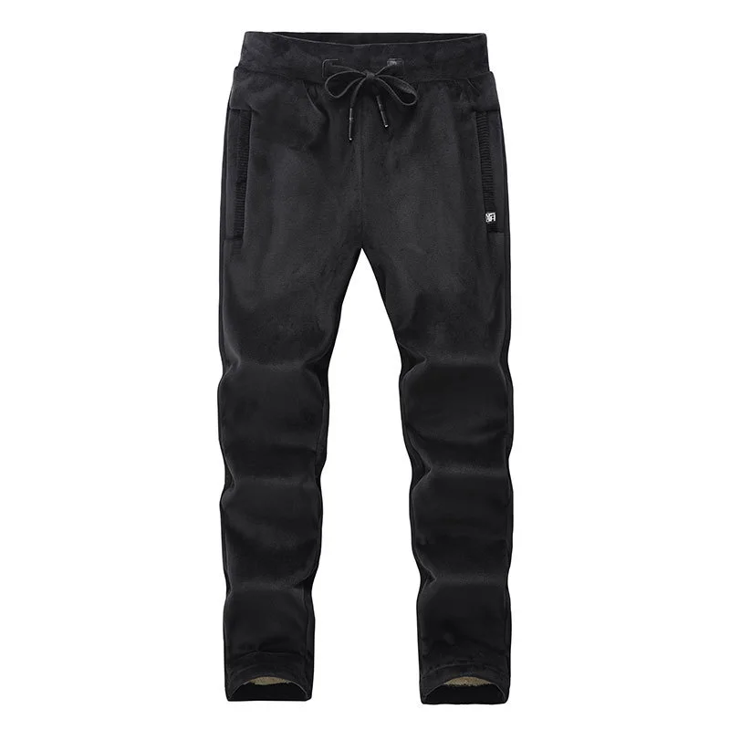 

Plus size 8XL Cashmere Pants Men's Winter Lambskin Warm Male Casual Lined Fleece Trousers Sweatpants