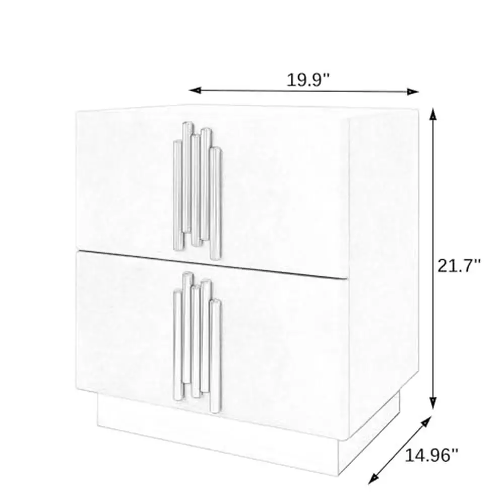 Mesita de noche de 2 cajones, mueble tapizado de tela, mesa de sofá, color blanco