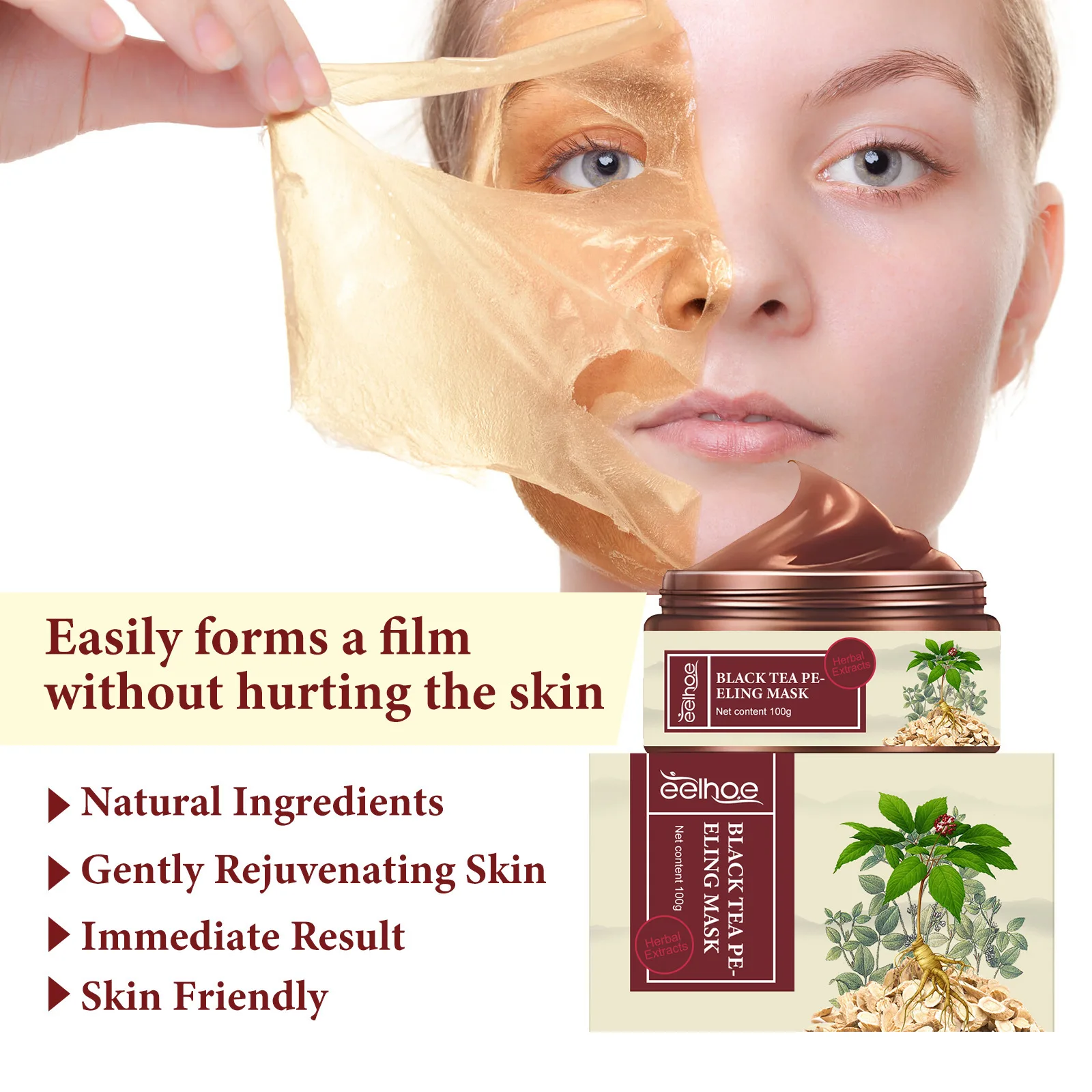 

Eelhoe Ginseng Herbal Tearing Mask Blackhead Removing Cutin Repair Dull Fade Spots Melanin Mask Deep Cleaning Pores Cosmetics