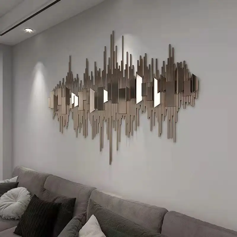 Iron art light luxury style wall decoration living room three-dimensional metal wall hanging