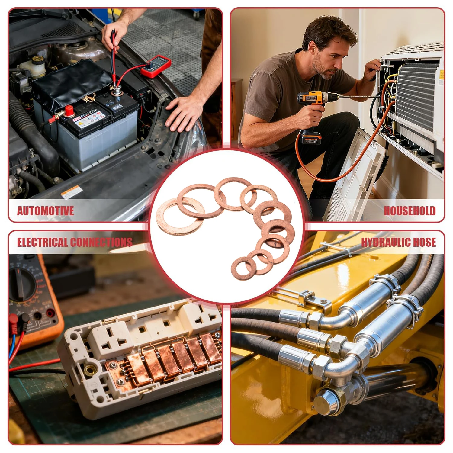 100-200 Pz Rondella di Rame Set Guarnizioni Piatto Rondella di Tenuta Anello di Tenuta Guarnizione di Tenuta Olio per Coppa Tappo di Scarico Olio Impianto idraulico automobilistico