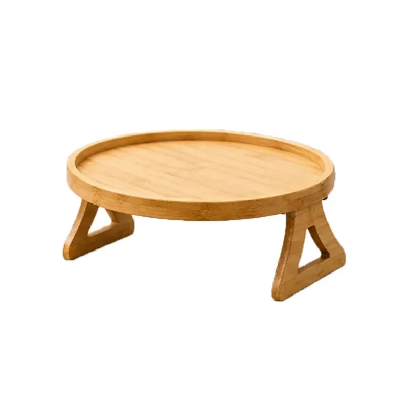Sofa Tray Practical TV Snack  for Remote Control Coffee Snack Sofa Tray Table Sofa Armrest Clip-On Tray Natural Wooden