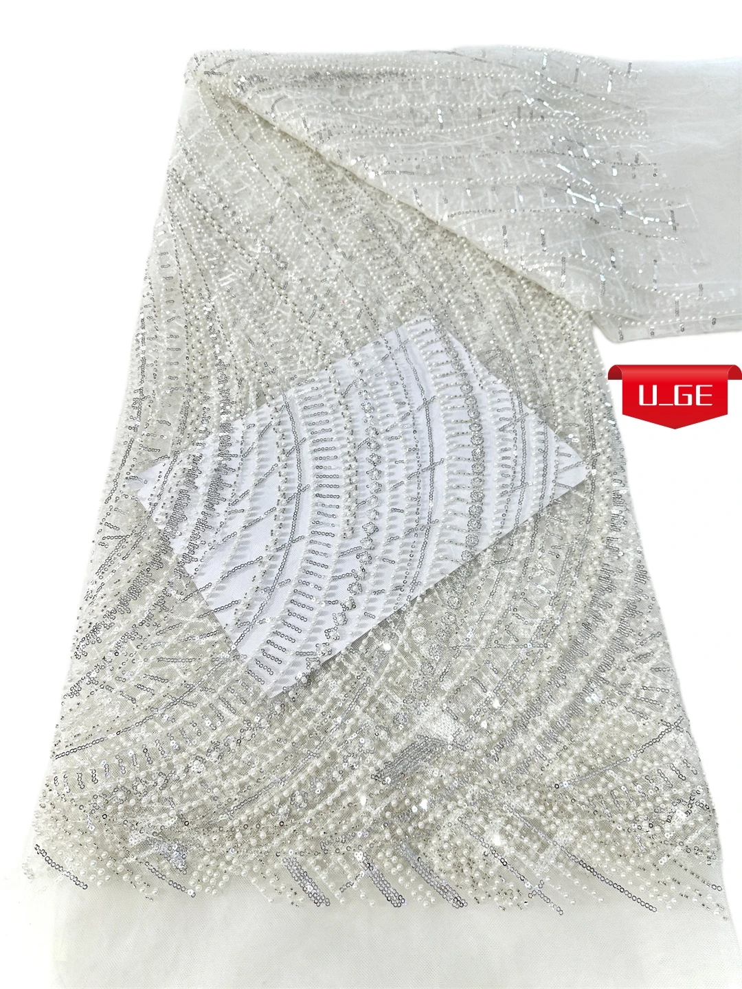 

2025 Latest Delicate Elegant Best Quality White Soft Beaded Tube Lace With Lots Stones fabric For Wedding Party Dress U_Ge5193