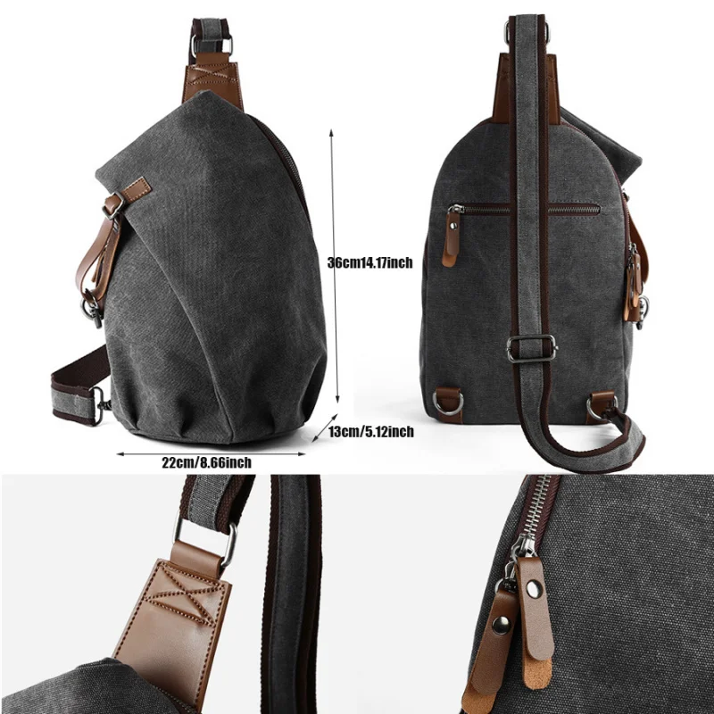 Mens sling bag, canvas shoulder bag large single strap retro cross body bag for men good quality