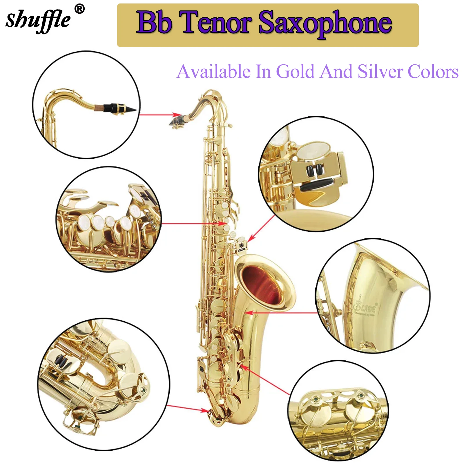 

SLADE тенор-саксофон Bb профессиональный латунный саксофон деревянный духовой инструмент с аксессуарами чехол-подставка набор для чистки трость