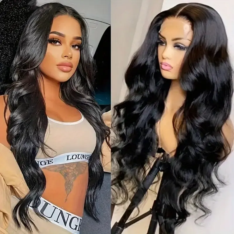 Rosabeauty 32Inch HD 13X6 Lace Frontal Human Hair Wig Body Wave Nature Color 13X4 Transparent Lace Front Glueless Water Wave Wig