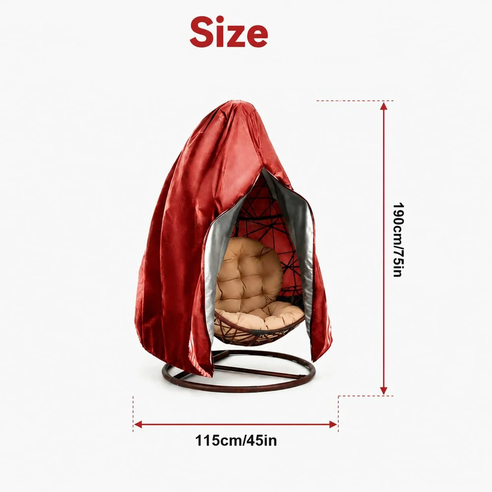 Red large chair cover 210D Oxford braided chain outdoor protection cover suitable for garden swing chairs and egg chairs