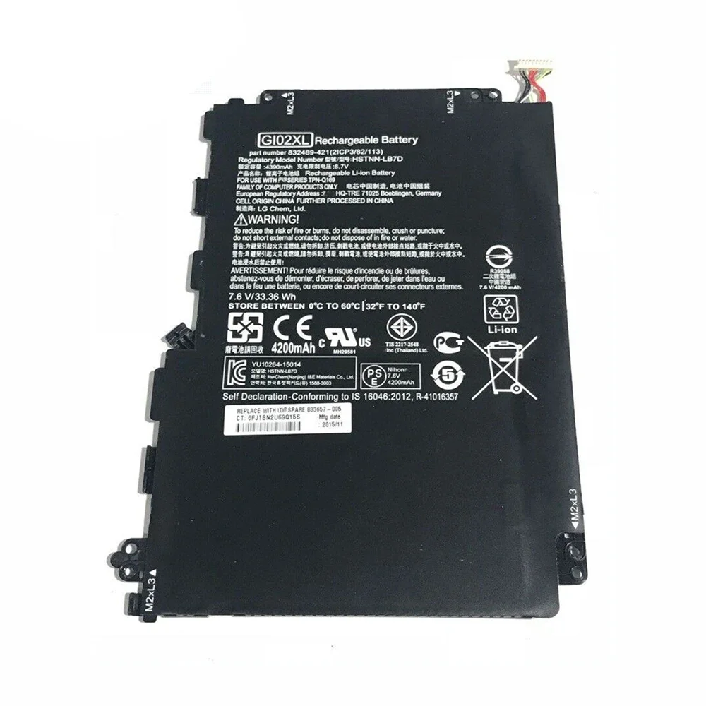 Brand New Original GI02XL 7.6V 33.36Wh Laptop Battery for HP Pavilion X2 12 HSTNN-LB7D 832489-421 833657-005