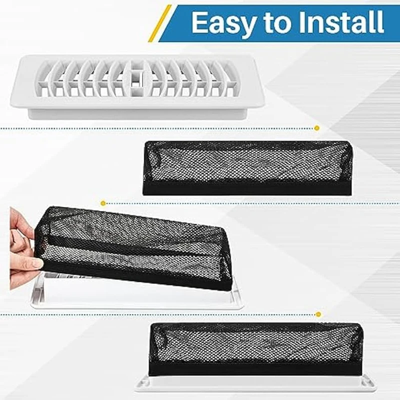 12Pcs Floor Register Trap Cover Vent Screen For Home Mesh Elastic Band Filter Floor Air-Vent Mesh Cover,4 X 10Inch Easy Install