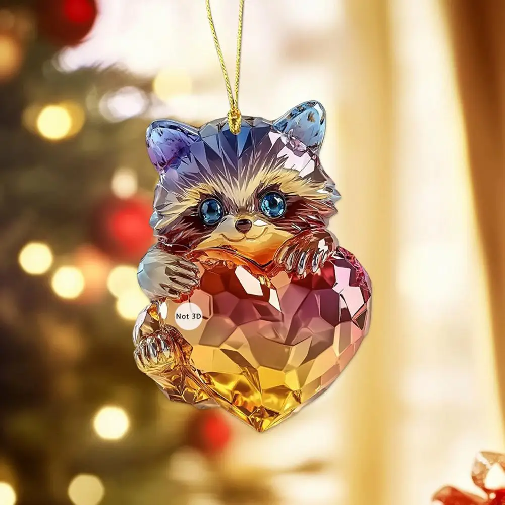 Raccoon Hanging Ornament Cute Cat Ornament with Heart Valentine's Day Cartoon Animal Keychain Set Cute Cat Dog Rabbit for Car