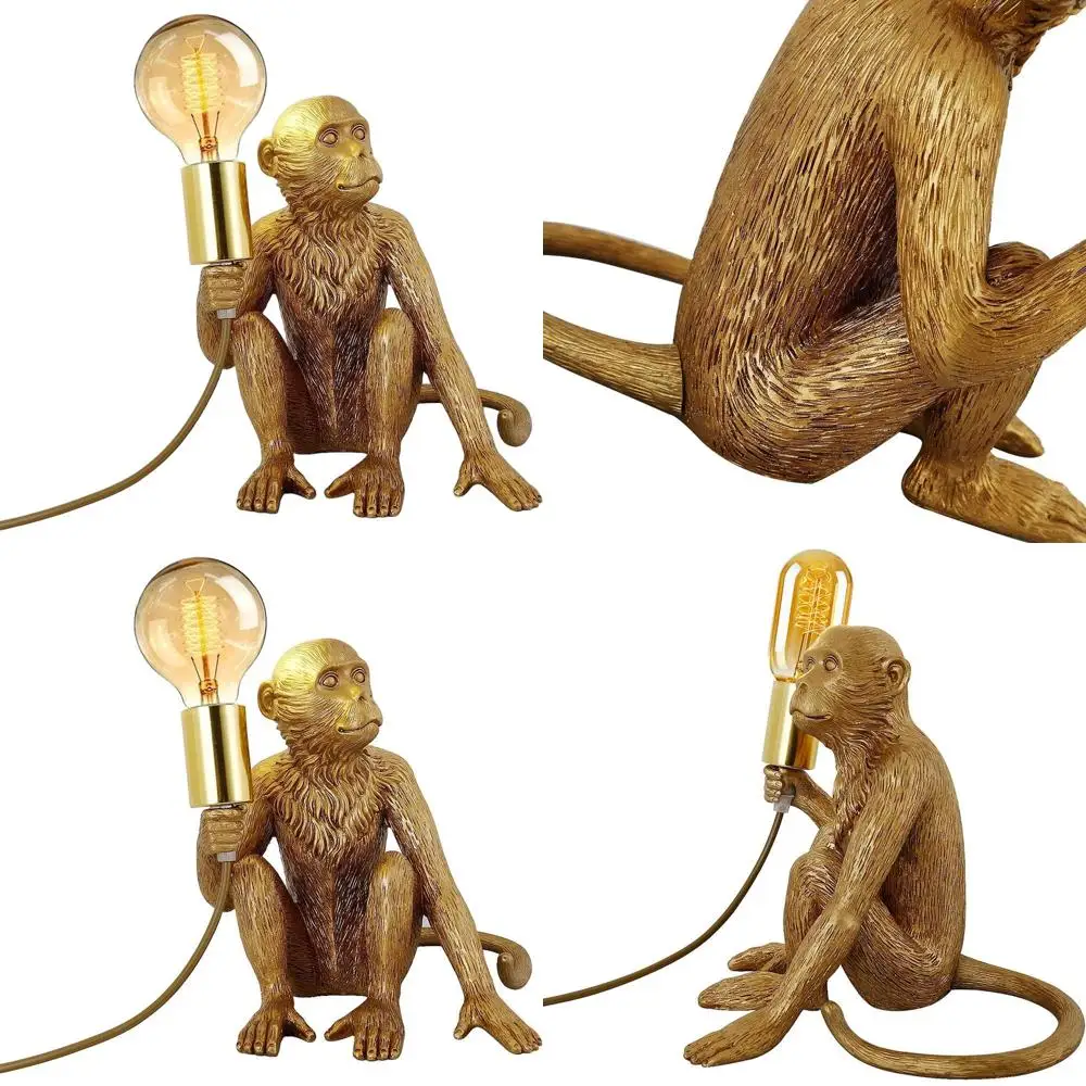 

Настольная лампа Monkey из смолы — золото, уникальное освещение для дома, спальни, офиса, общежития