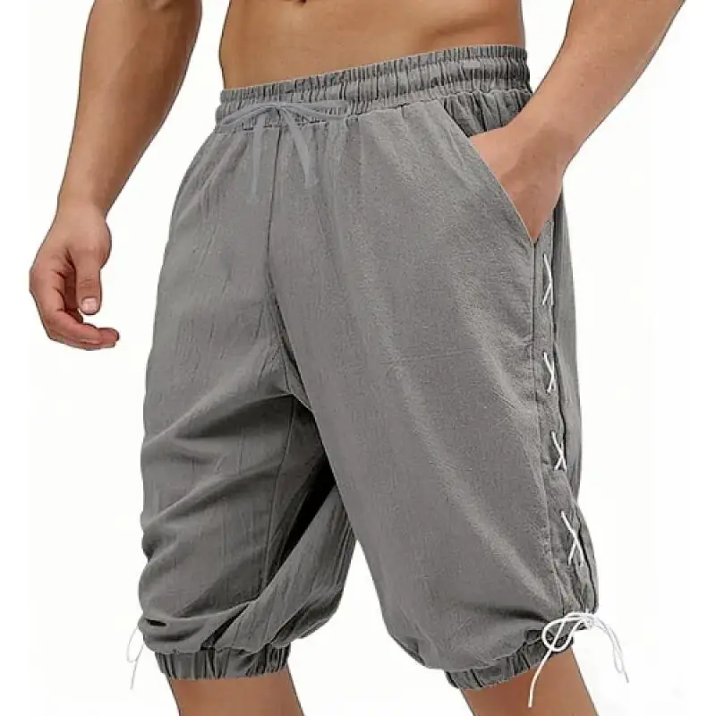 Summer American Style Men's Linen Casual Shorts Hawaiian High Street Hip Hop Loose Harem Drawstring Shorts Jogging Short Trouser