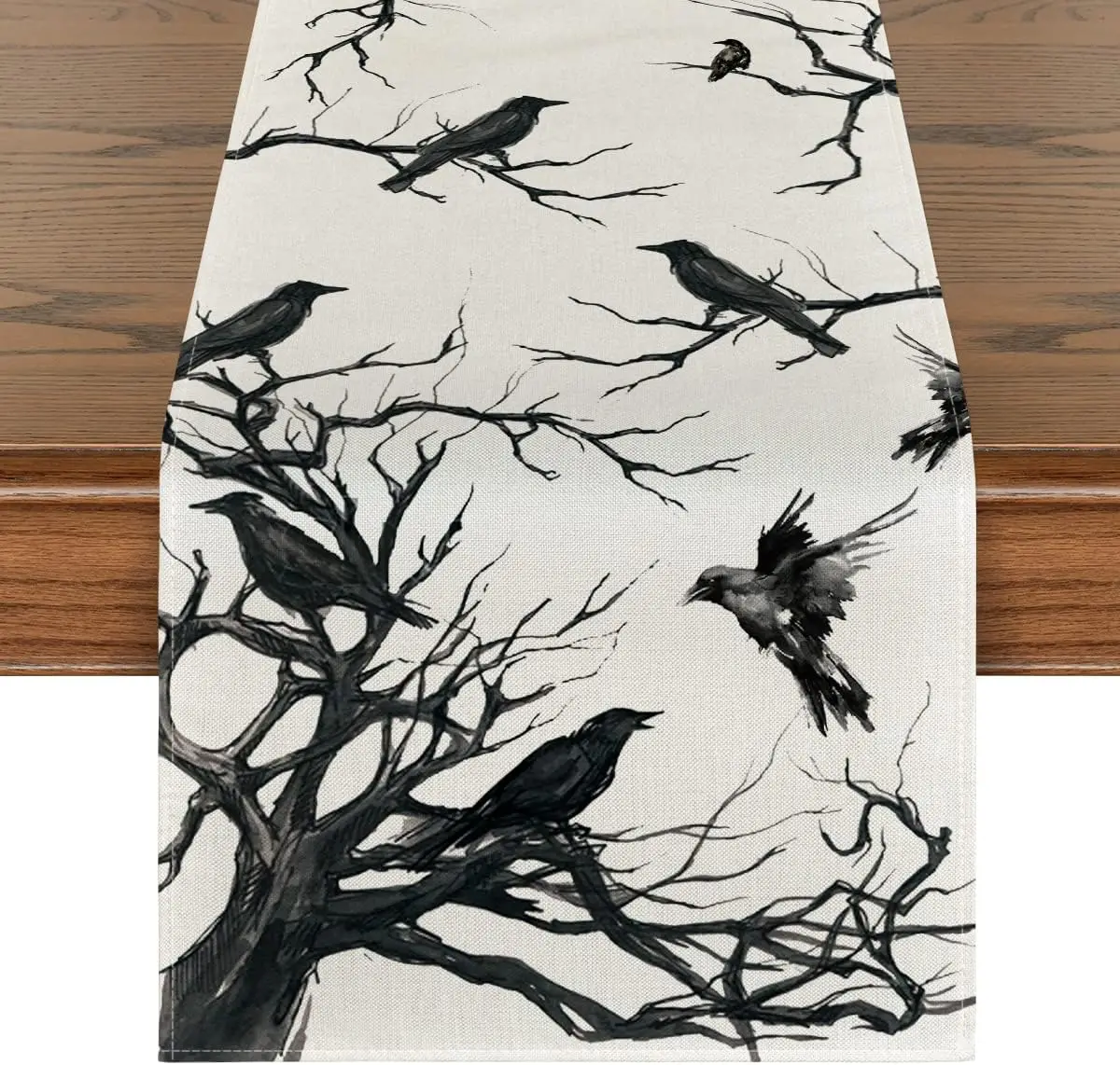 

Silhouette Tree Crows Halloween Table Runner Branches Fall Kitchen Dining Table Decoration for Indoor Outdoor Home Party Decor