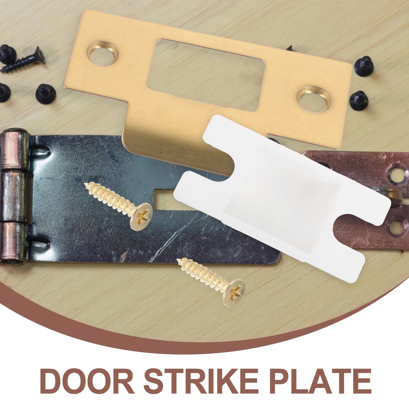 

T-Shape Lock Tongue Buckle Plate Metal Door Strike Reinforcement Kit Golden Durable Latch Plate For Wooden Doors Hole Cover