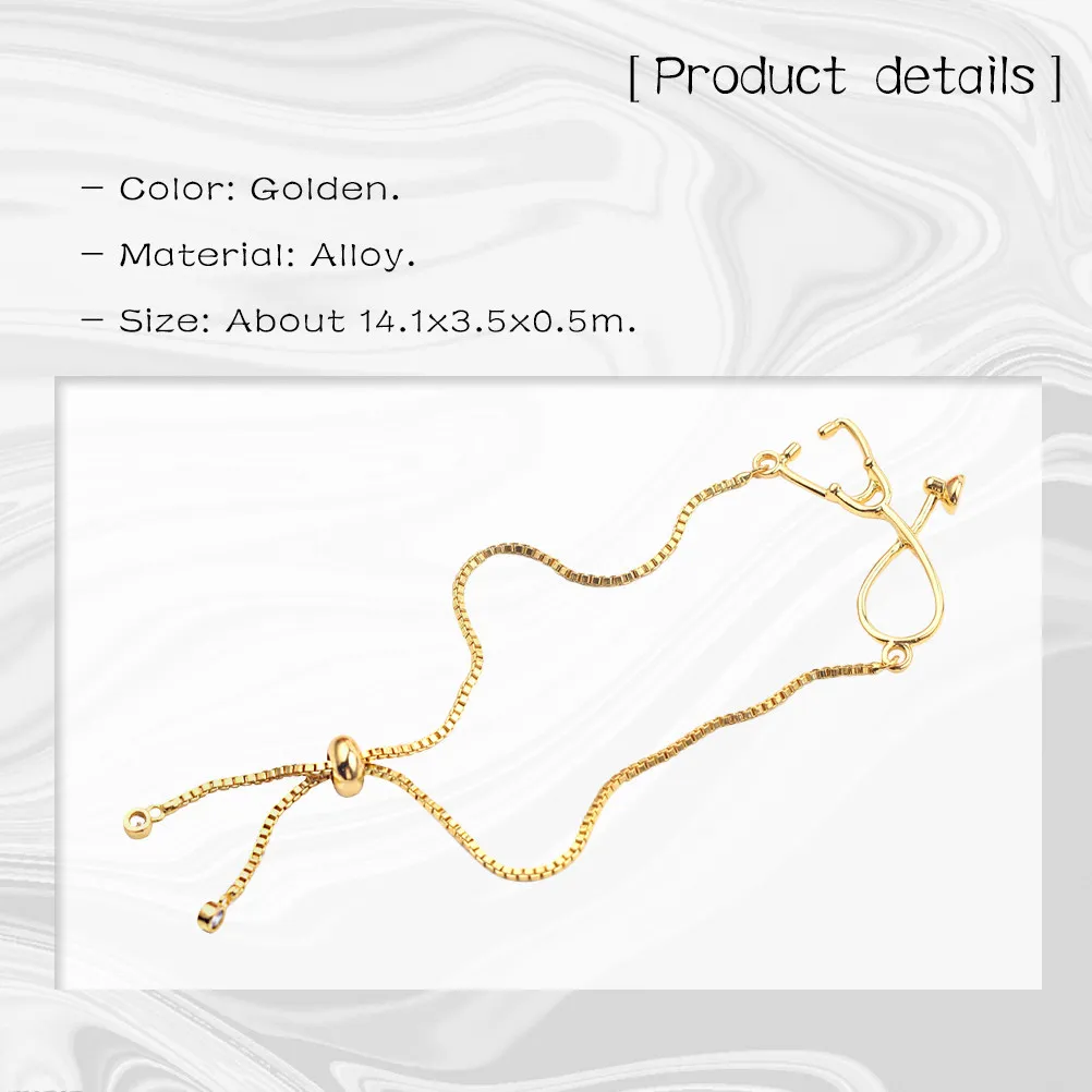 Nurse Bracelet Alloy Stethoscope Design Adjustable Wristband Jewelry Gift for Medical Staff