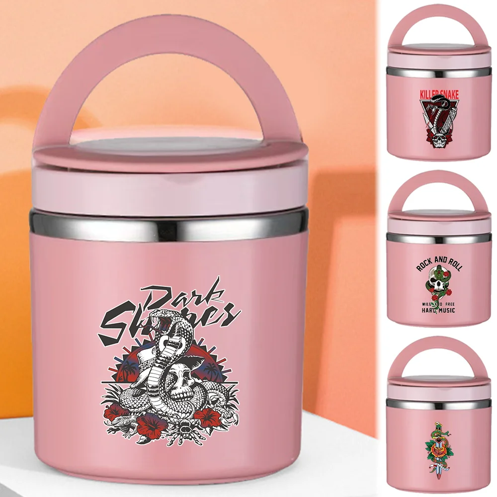 

Cobra Pattern Single Layer Thermal Jar Insulated Soup Cup Portable Children Students Office Bento Box Picnic Storage Lunch Box