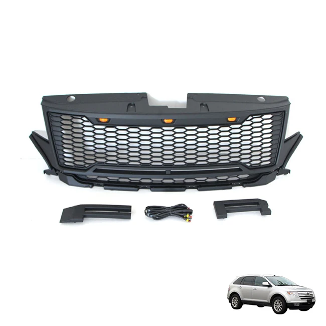 LUMA Accessories Parts Rpator Style Black ABS Plastic Car Bumper 2011-2014 Grill With Light Replacement Fit For Ford EDGE