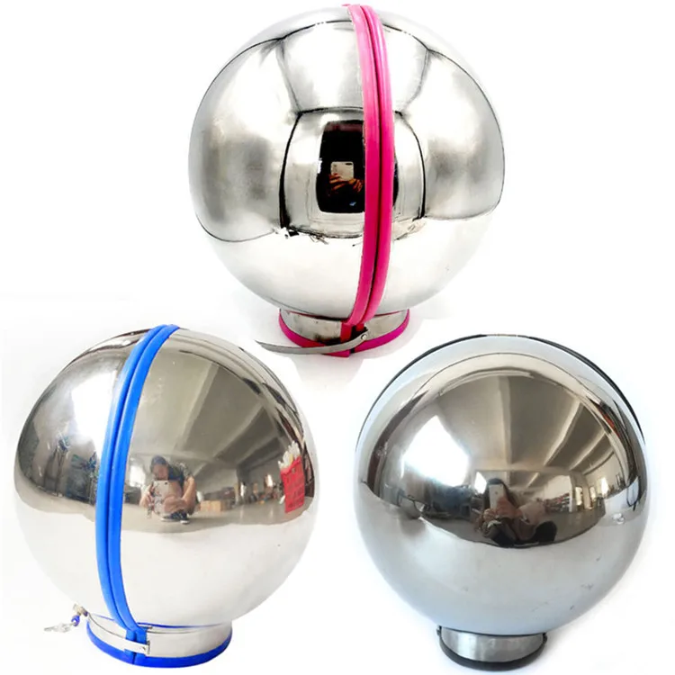 Stainless Steel Round Ball Helmet Headgear BDSM Restraint Lock Head Hood Cover Handcuffs Wrist Chastity Bra Slave Game Device