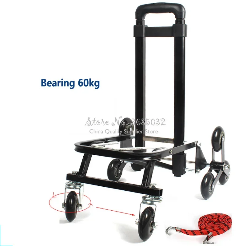 

Portable Folding Luggage Cart, 4 Universal Wheels Shopping Trolley, Dirt Road Goods Pulling Car, Corner Shelf Organizer