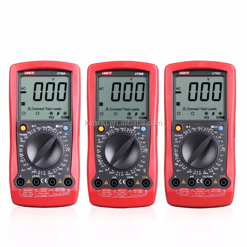 UNI-T UT58A Frequency Tester Volt Amp Ohm Temp Resistance Capacitance Tester LCD Digital Multimeter