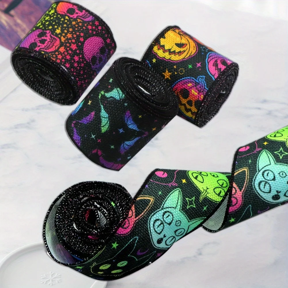 

Голова призрака Хэллоуин черный льняной ремешок с копированием края DIY бант шпилька аксессуары