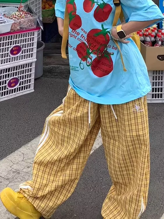 시미타르 팬츠 여성용 빈티지 봄 대나무-면 오버사이즈 카고 스타일 아웃도어 와이드 레그 멀티 포켓 미니멀리즘 Y2K