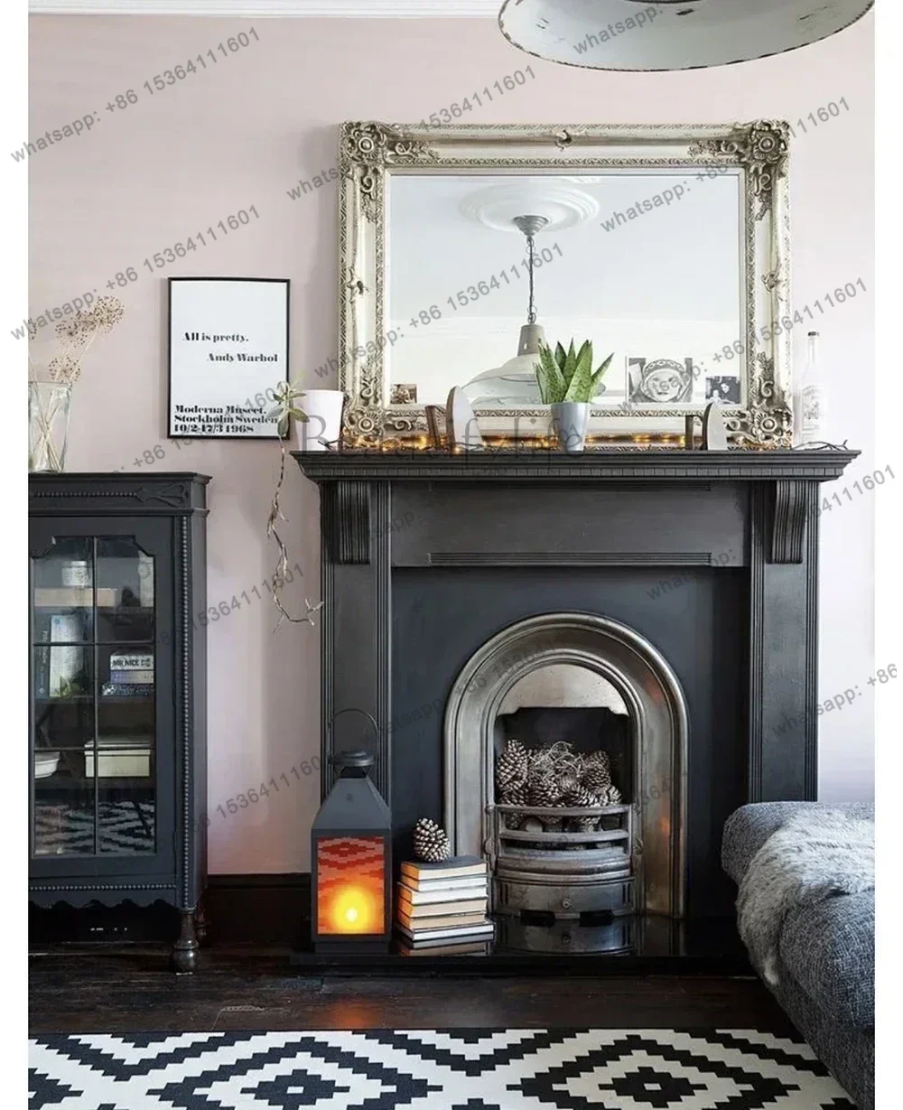 French carved old decorative cabinet solid wood European wall entrance fireplace frame B & B retro customization