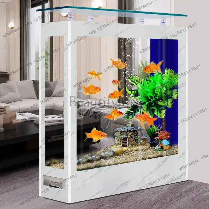 Goldfish square tank floor-to-ceiling living room screen partition simple new Chinese light luxury large and medium-sized