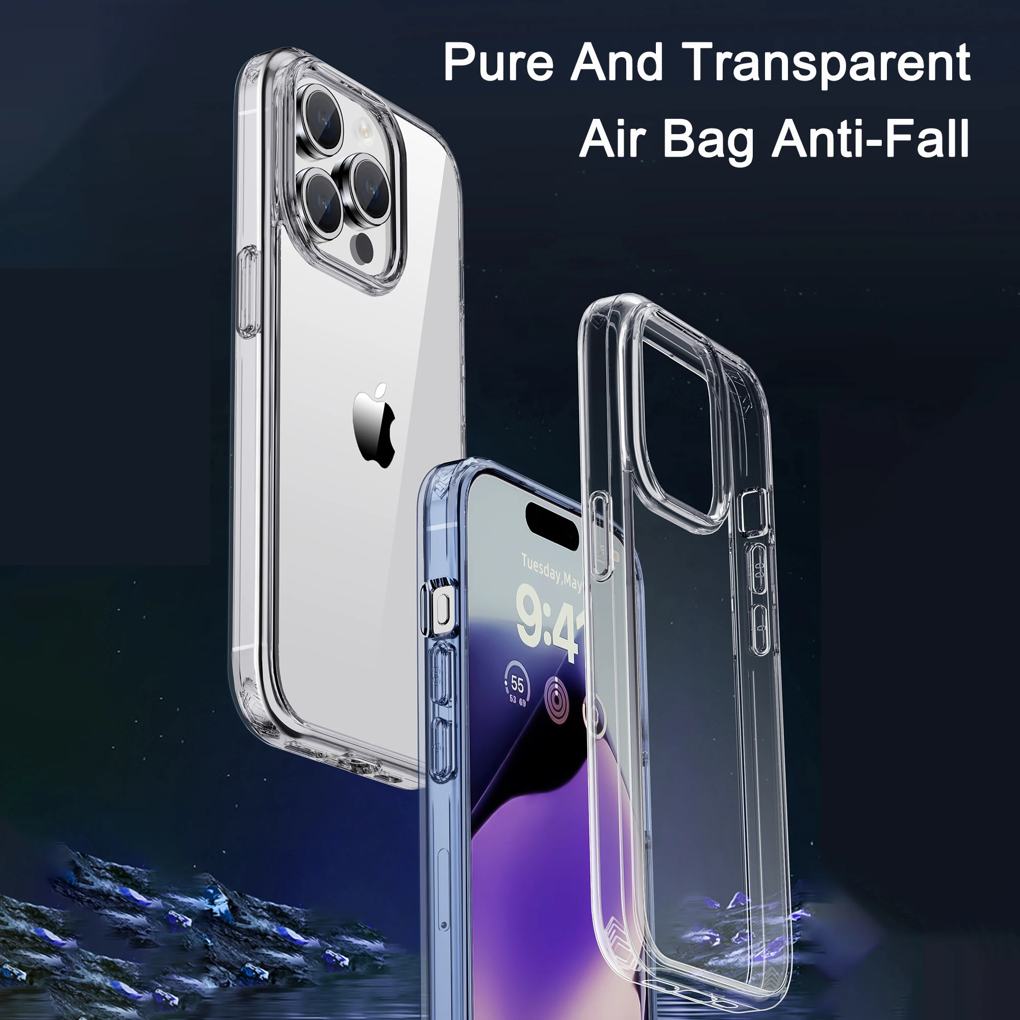 IPAKY For iPhone 15 Pro Max Case Ultra Clear Silicone Soft Phone Cover  Plus iPhone15Pro 15Pro Camera Shockproof Fundas Capas