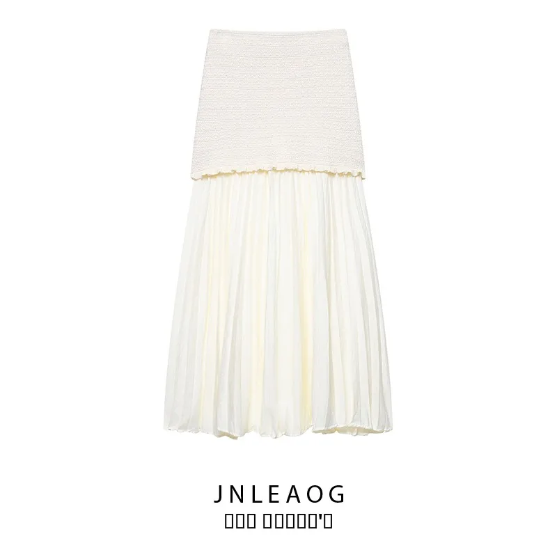 

JNLEAOG Spring New Women's Faion Design Patchwork Knitted Dr Commute Sle Long Sve round Ne Polyester Fiber