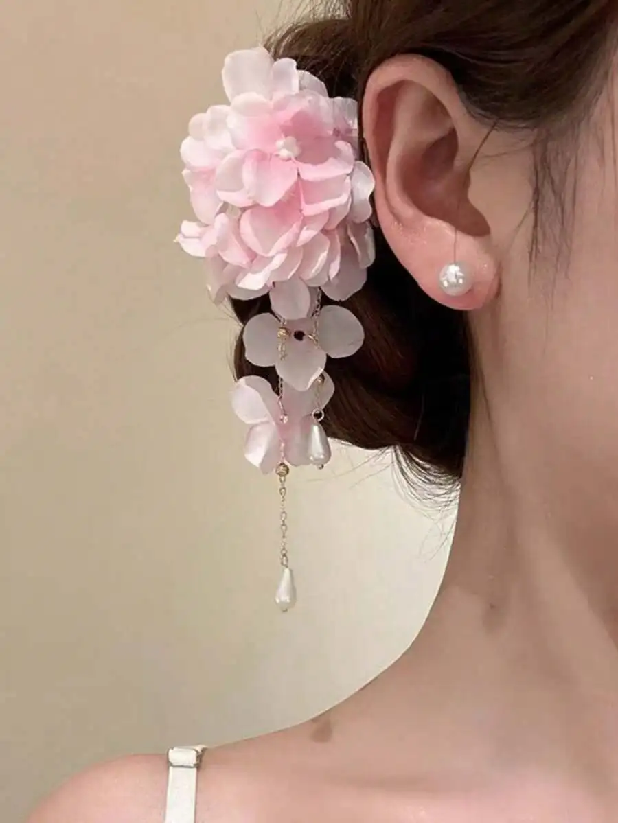 

Elegant Floral Faux Pearl Hair Clips For Women Summer Accessories