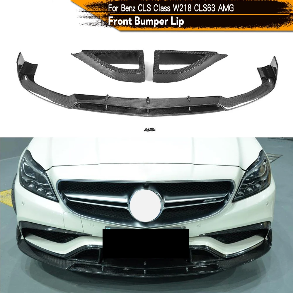 Carbon Fiber / FRP Racing Front Bumper Lip Splitters Cupwings for Mercedes-Benz W218 CLS63 AMG S Sedan 4-Door 2015 - 2017