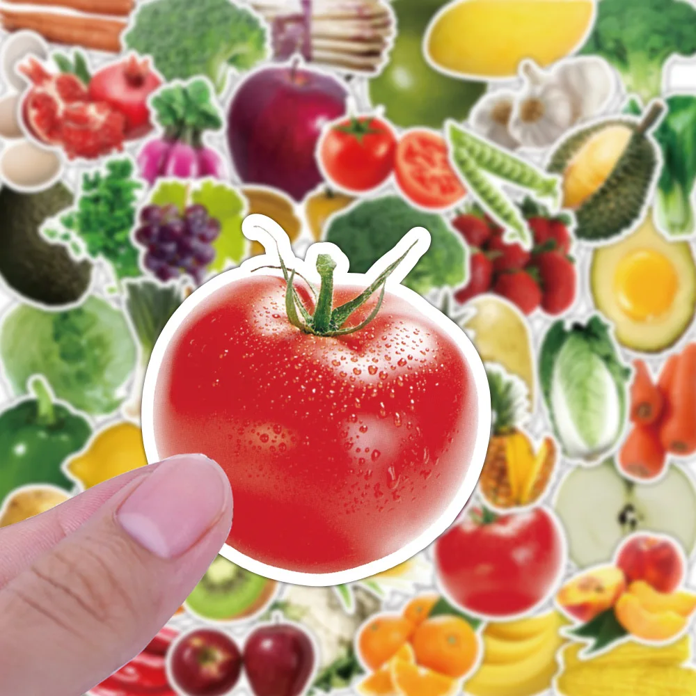 10/30/50PCS Mixed Fruit Vegetable Stickers Decoration Suitcase Scrapbooking Laptop Phone Stationery Cute Food Kid Toy Sticker