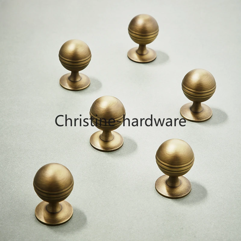 Brass Old Bronze Ball Wardrobe Door Handle Modern Light Luxury Retro Single Hole Drawer Cabinet Wine Cabinet Small Handle