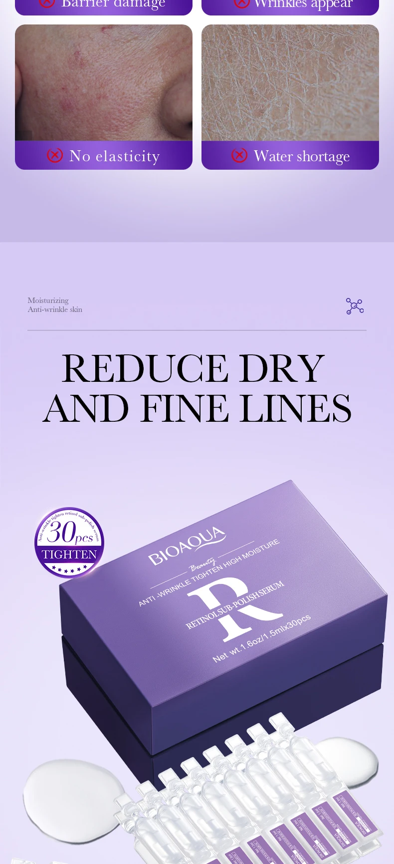 Vitamin C Retinol Essenz Flüssigkeit Hyaluronsäure Sub-Polish Essenz Feuchtigkeitsspendend Anti-Falten Straffend Feine Linien Verblassen Hautpflege – Detail 13