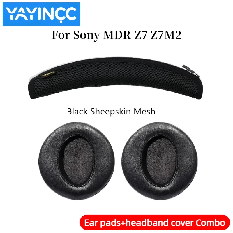 YAYINCC 交換用イヤーパッド + ジッパーヘッドバンドカバーコンボ Sony MDR-Z7 Z7M2 ヘッドセットヘッドフォンイヤーマフイヤーパッドカバーカップ用