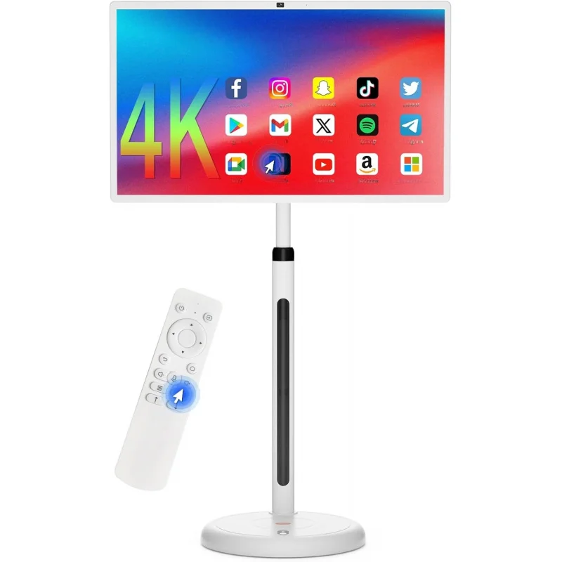Televisor Inteligente Portátil de 32 Pulgadas con Ruedas, Pantalla Táctil 4K, Televisor Móvil con Soporte y Ruedas, Android 13, Batería (5-8 Horas), con 4k H