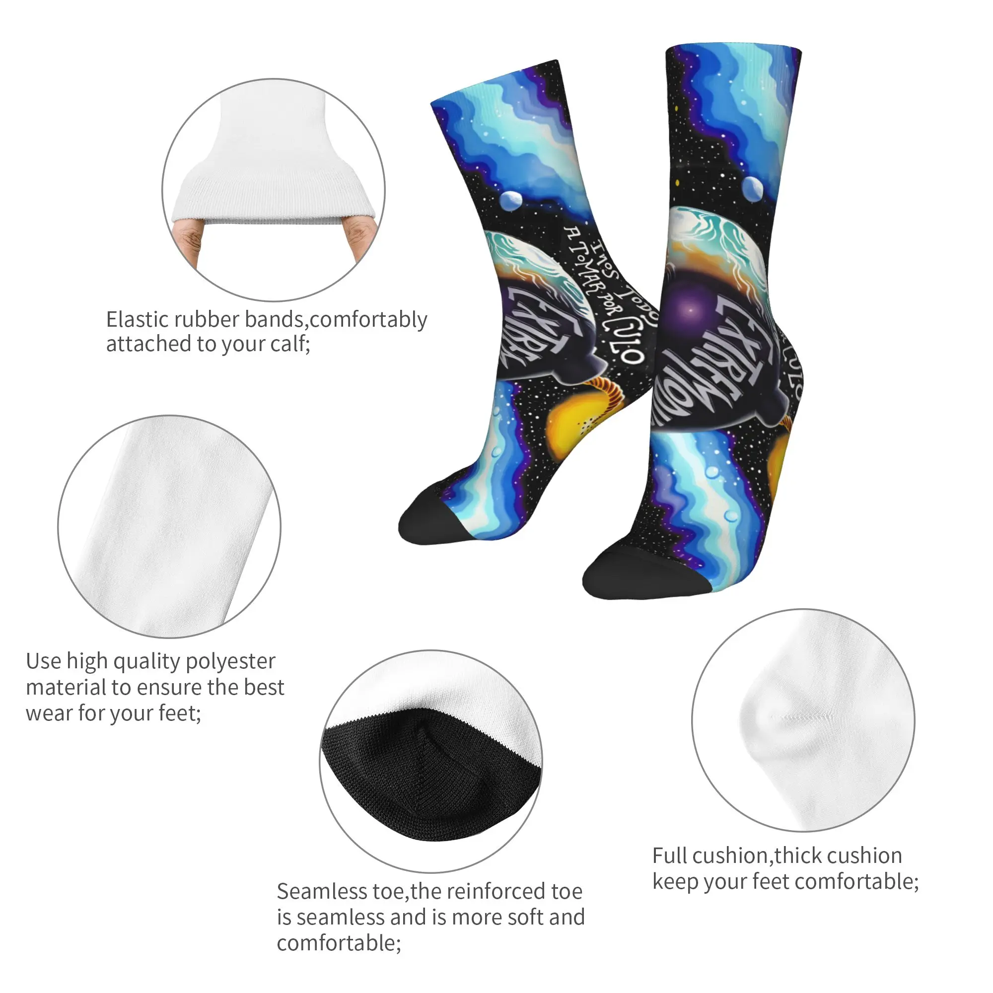 Fashion Rock Band Extremoduro Print Socks  Anti Bacterial Stockings Unisex Men Comfortable Sports Socks Winter Elegant Socks view 6