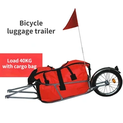 Outdoor Travel Bicycle Luggage Trailer Single Wheel Pull Back Shopping Riding Trailer with Cargo Bag Wheelbarrow Pet Stroller