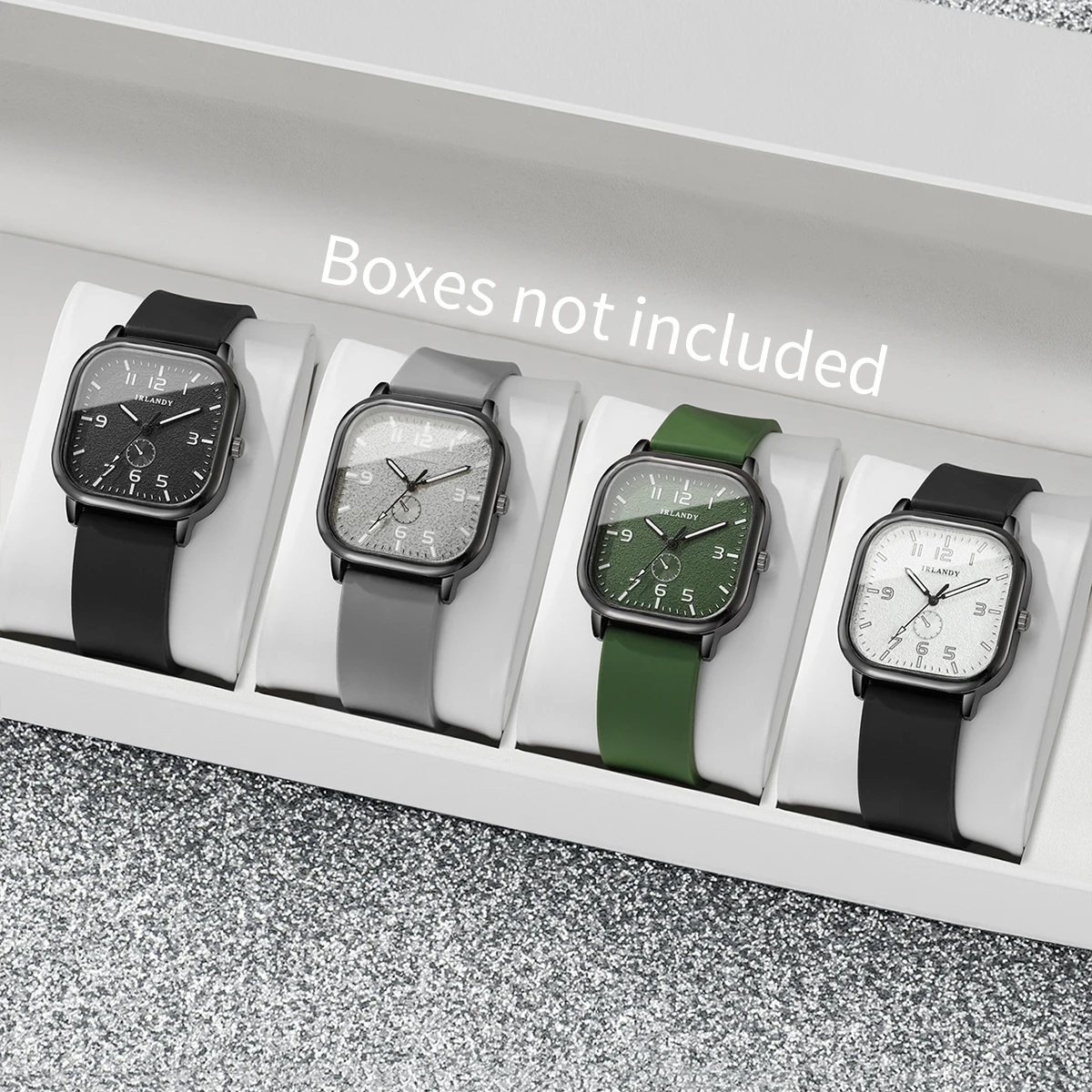 

4 шт., модные квадратные женские часы, набор силиконовых ремешков, кварцевые наручные часы Reloj Mujer, часы для девочек, подарок (без коробки)