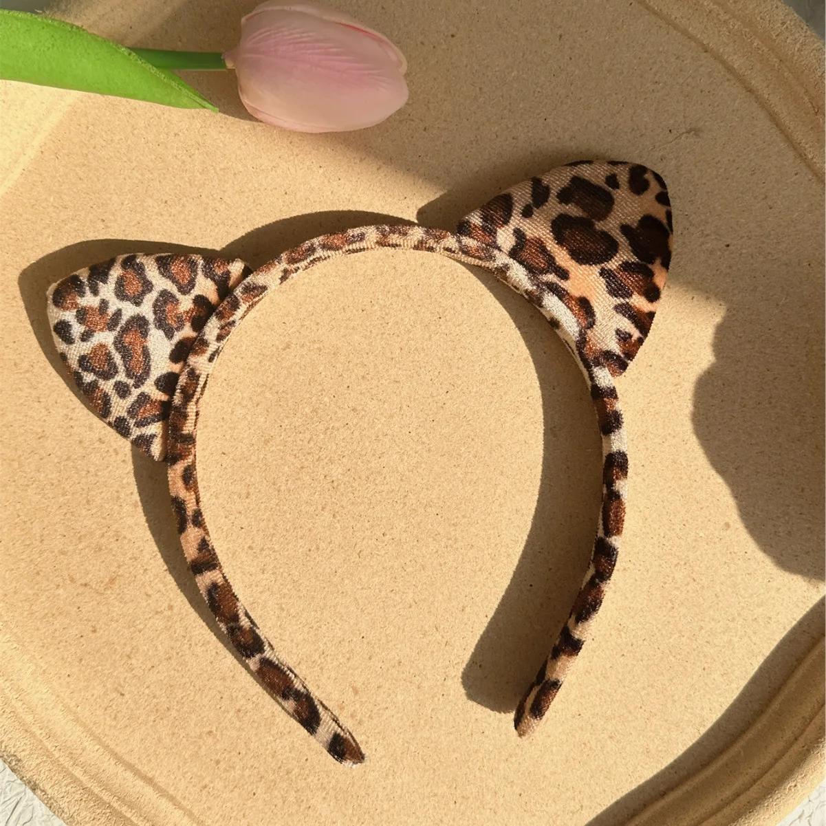 New leopard print cute cat ear hairband super cute sweet face wash hairpin cute headband headwear