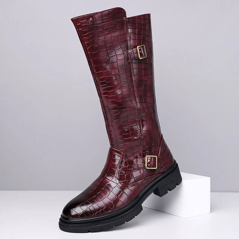 

Мужские ботинки больших размеров для косплея, длинные мотоциклетные ботинки, черные, коричневые, дизайнерские, ковбойские, из натуральной кожи, высокие ботинки