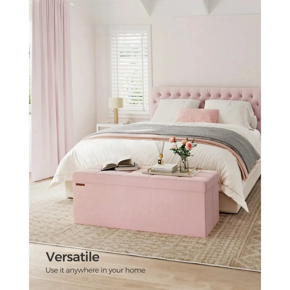 

Складная банкетка-пуф из вельвета 43 дюйма с 2 дополнительными ящиками для хранения и съемной перегородкой, грузоподъемность 660 фунтов, для спальни