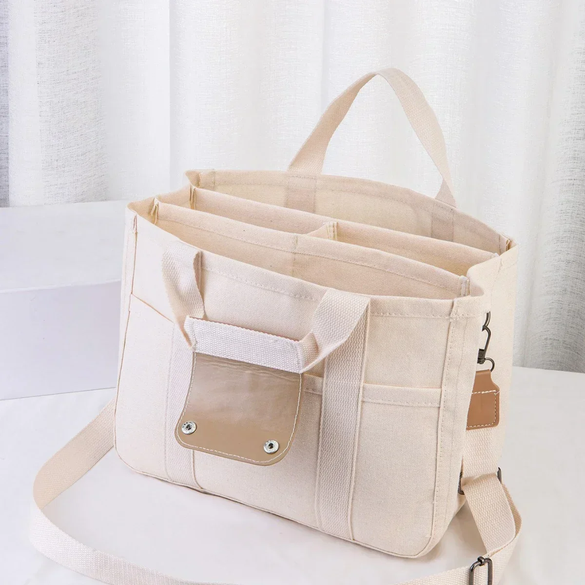 Korean Instagram Mommy Bag Fashionable Multi functional Mother and Baby One Shoulder Crossbody Bag Canvas Baby Carriage Tote Bag